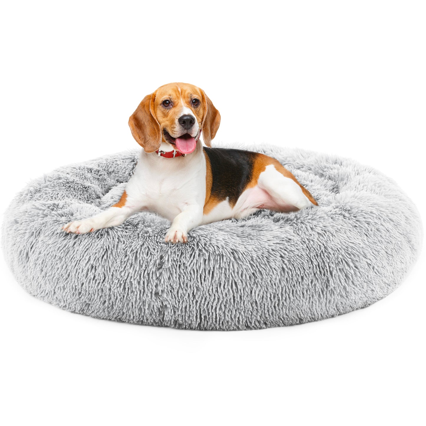 24" Calming Donut Dog Bed – Anti-Slip, Fluffy Plush Pet Bed for Small Dogs & Cats (Up to 25 lbs).