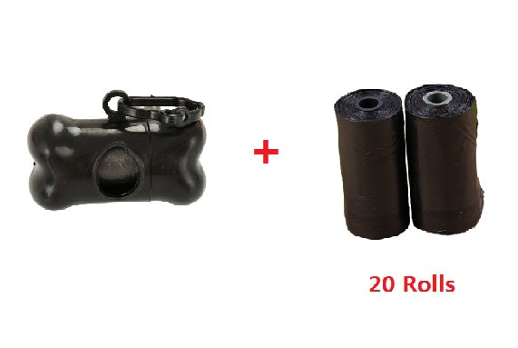Bone-Shaped Dog Poop Bag Dispenser – Leak-Proof Waste Bag Holder with 20 Rolls | Easy Clip for Walks & Travel.
