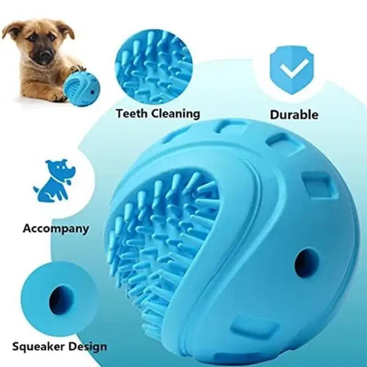 Interactive Dog Treat Ball – Durable Chew Toy with Squeaker for Small & Medium Dogs | Teeth Cleaning & Anxiety Relief.
