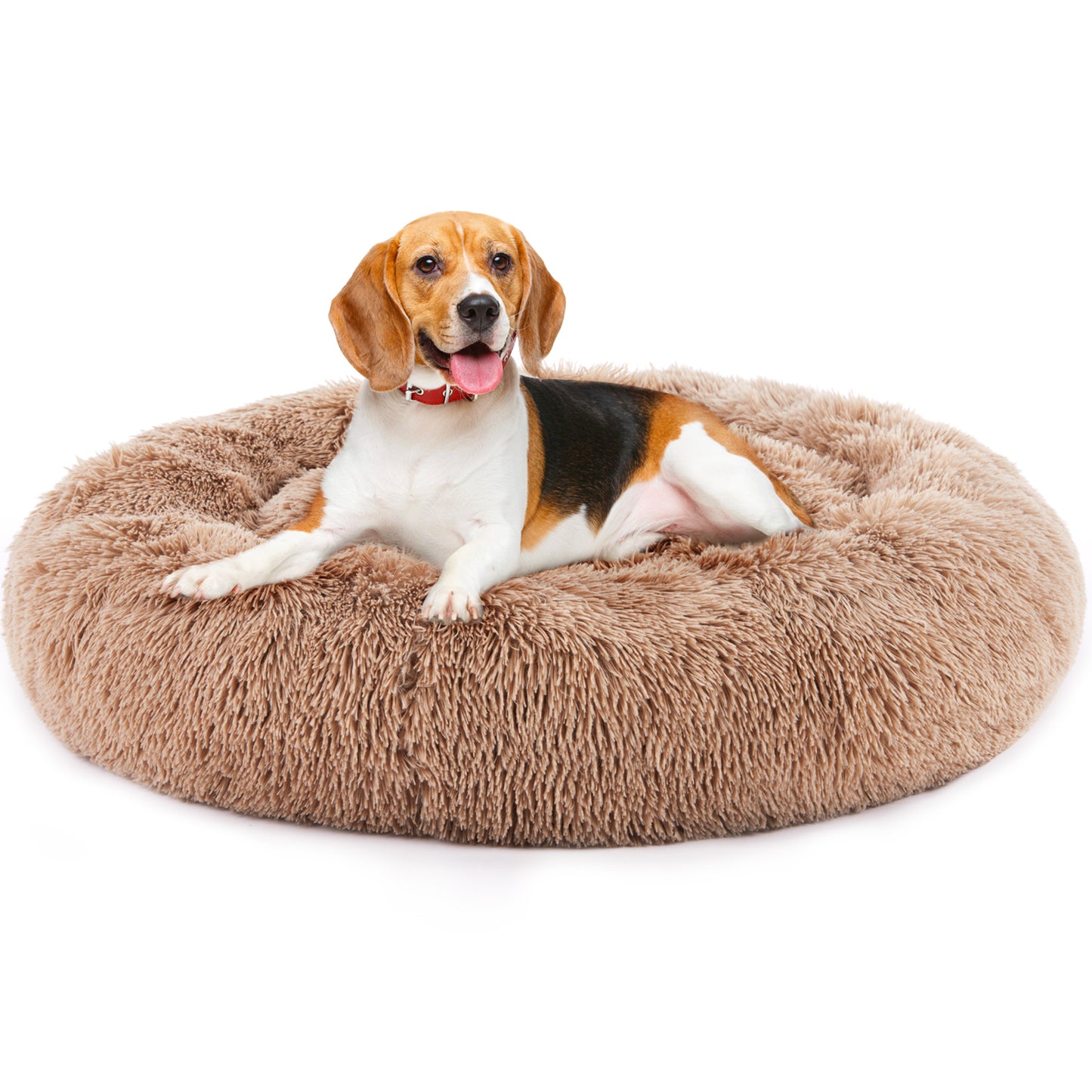 24" Calming Donut Dog Bed – Anti-Slip, Fluffy Plush Pet Bed for Small Dogs & Cats (Up to 25 lbs).