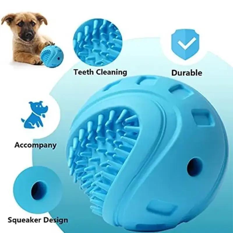 Interactive Dog Treat Ball – Durable Chew Toy with Squeaker for Small & Medium Dogs | Teeth Cleaning & Anxiety Relief.