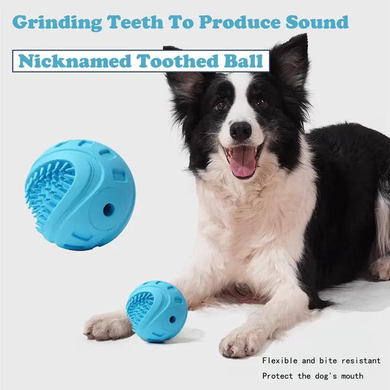 Interactive Dog Treat Ball – Durable Chew Toy with Squeaker for Small & Medium Dogs | Teeth Cleaning & Anxiety Relief.