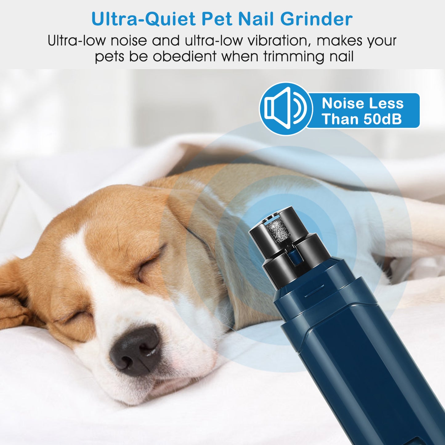 PetHavvn Professional 2-Speed Quiet Dog Nail Grinder – USB Rechargeable Pet Nail Trimmer for Small, Medium & Large Dogs.